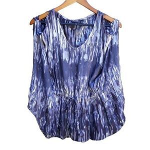 Express Top Womens XS Ombre Paint Splatter Striped Batwing Cape Cutout Shoulders